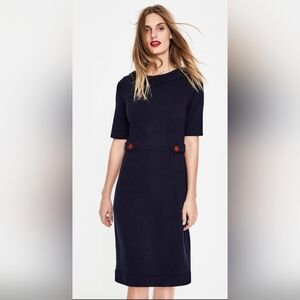 Boden Navy Midi Dress With Red Button Details Size 8